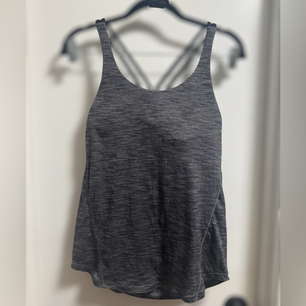 Lululemon Power Y Tank with Built-In Bra Gray Strappy Back Size 4